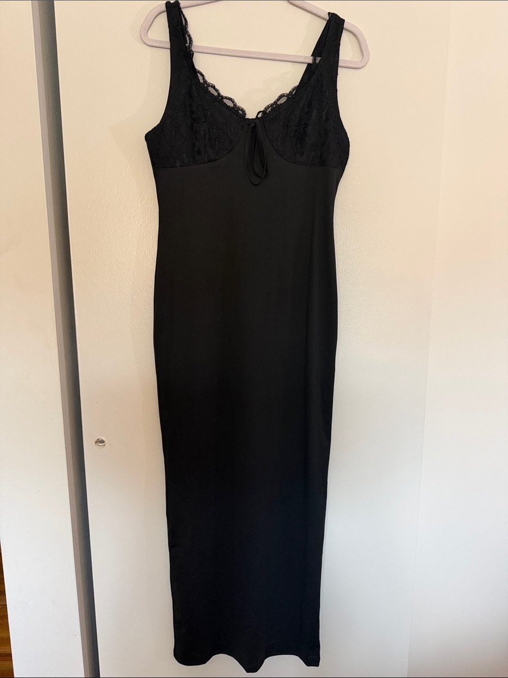 Women's Black Lace-Trim Slip Dress